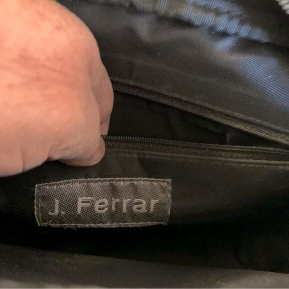 J Ferrar Square Top Handle Black Nylon Satchel Handbag - Picture 2 of 7